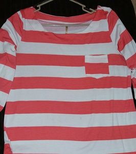 Plus Size Coral & White Top